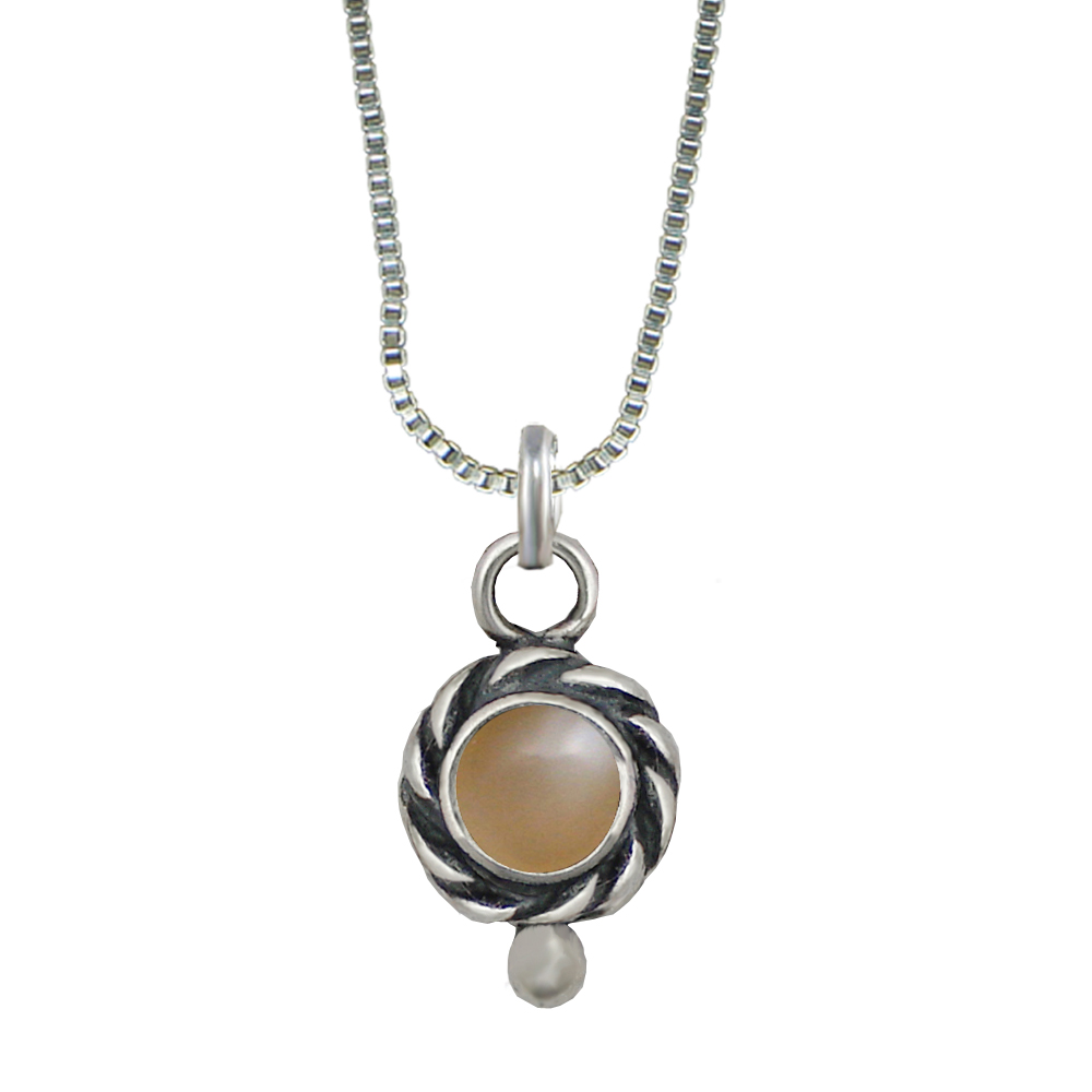 Sterling Silver Little Peach Moonstone Pendant Necklace